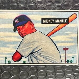 Mickey Mantle ‘50’s Novelty Card MINT COND. YANKEES BASEBALL The Mick’!!